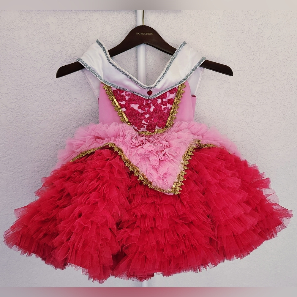 Splendid Pink and Red Dance Costume with Tulle Skirt